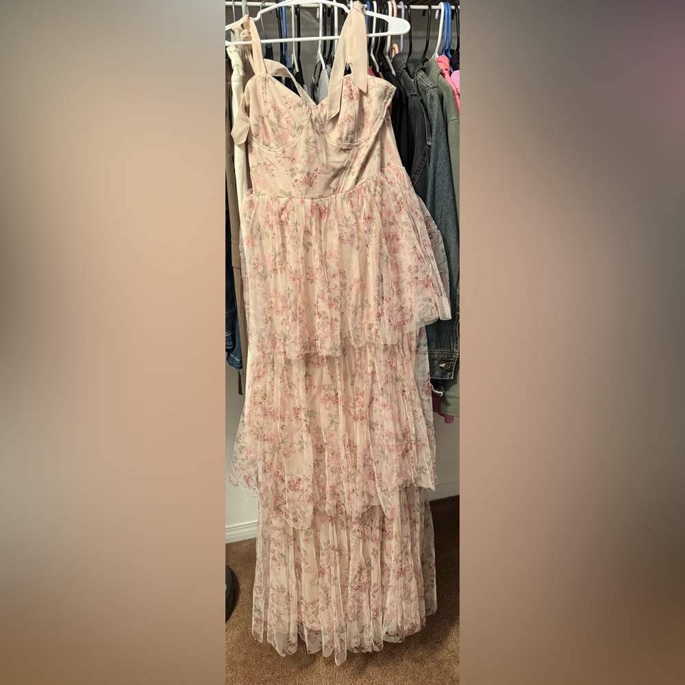 Dana Floral Tulle Gown - Blush Large